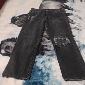 Just Black Men's Relaxed Distressed Gray Jeans